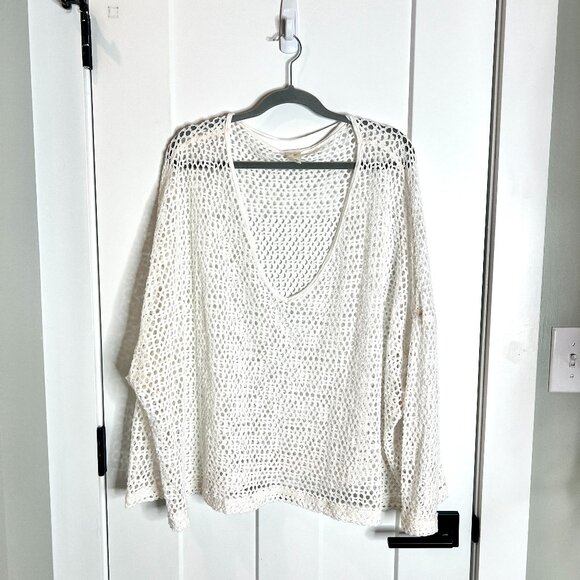 We The Free Napa Top Boho Beachy Open Knit Round Neck Oversized Hippie Small - Picture 2 of 6